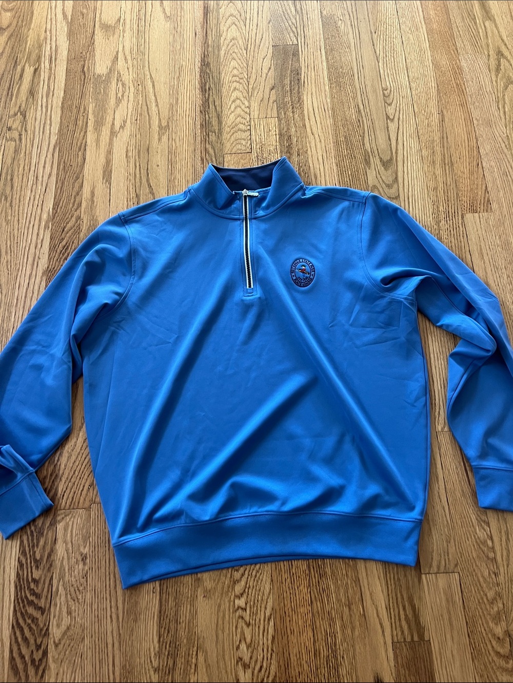 Men's Bright Blue Half-Zip Pullover Sweater - Bethpage State Park - Black Course